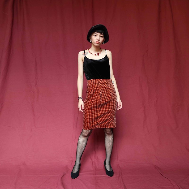 Pumpkin Vintage. Ancient thousand bird pattern suede skirt - Skirts - Other Materials 
