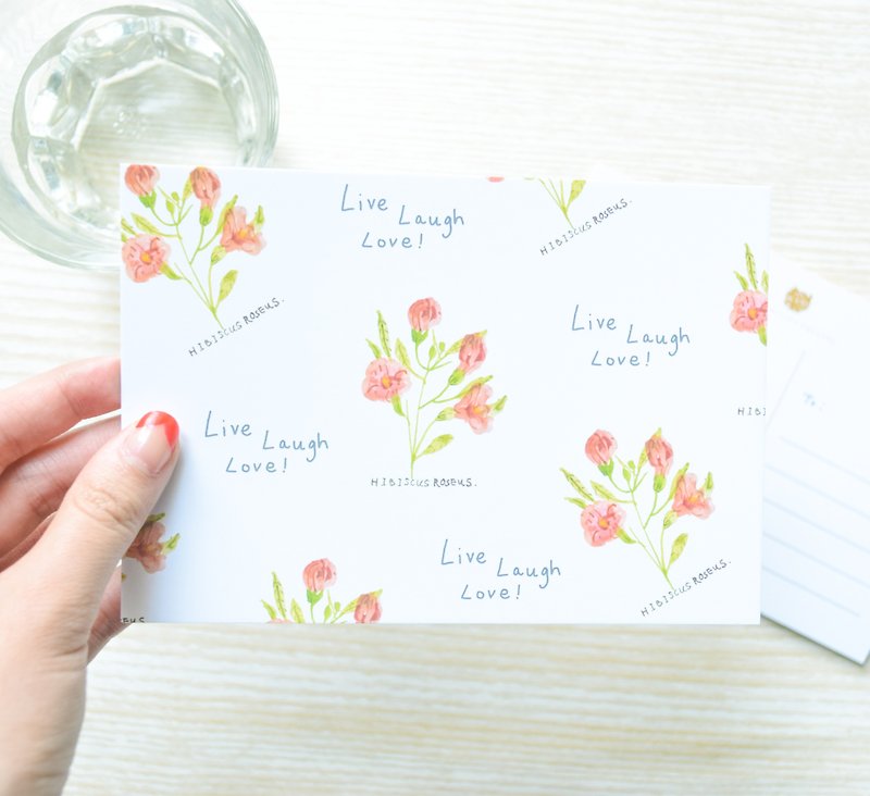 Garden Collection-Hibiscus Roseus postcard / buy 3 get 1 - การ์ด/โปสการ์ด - กระดาษ หลากหลายสี