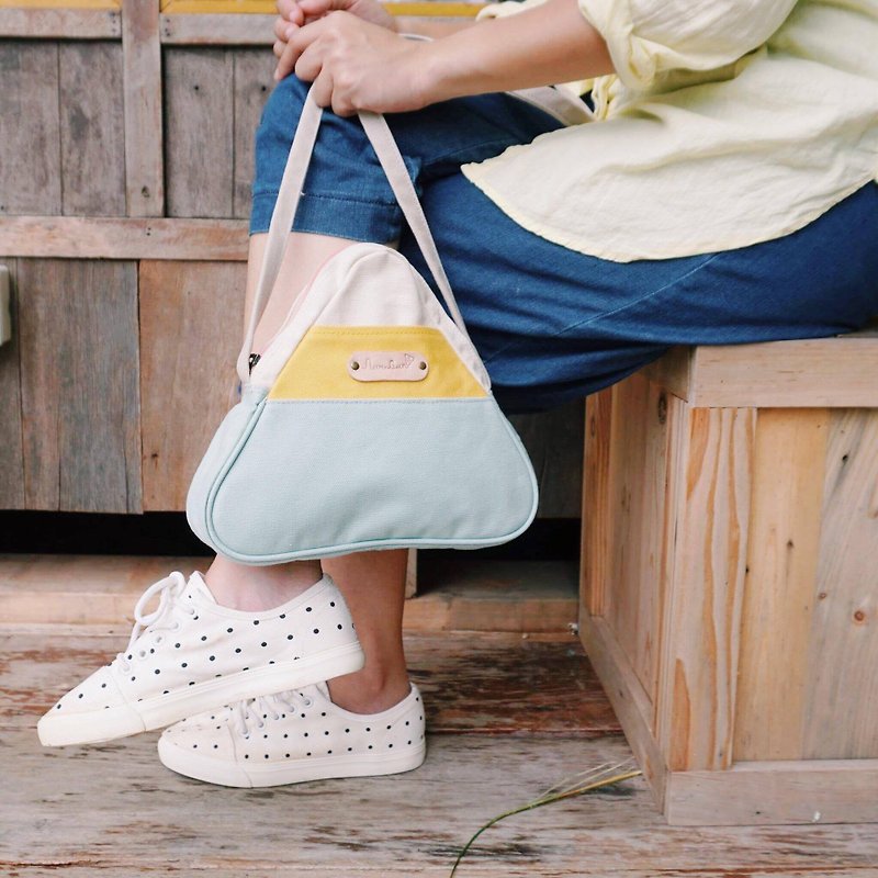 mini cross body triangle bag small size white, yellow,mint colour - Messenger Bags & Sling Bags - Other Materials Yellow