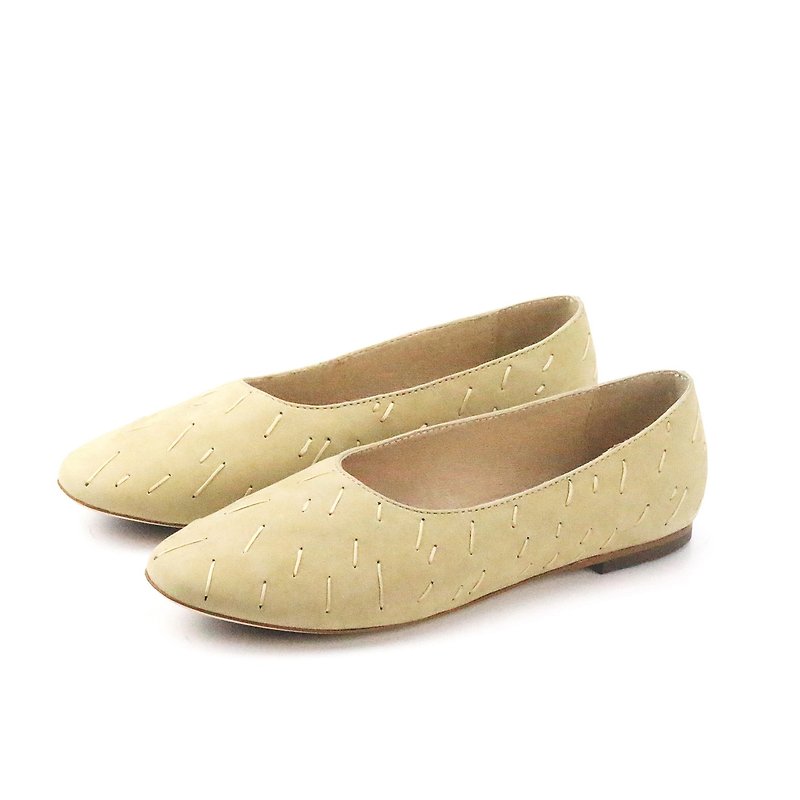 Leather ballet flats MEMORY W1057 Sand - Mary Jane Shoes & Ballet Shoes - Genuine Leather Khaki