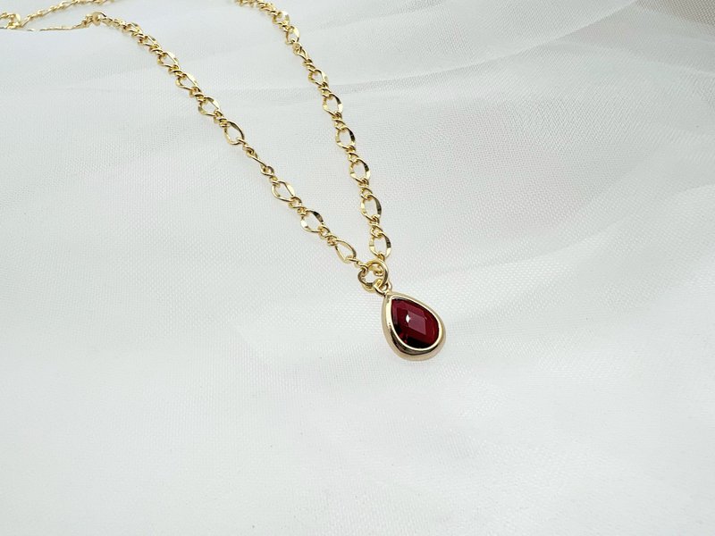 | Birthstone Series | January Stone 925 Silver/Gold Necklace Reversible Valentine's Day Gift - Necklaces - Other Materials Red