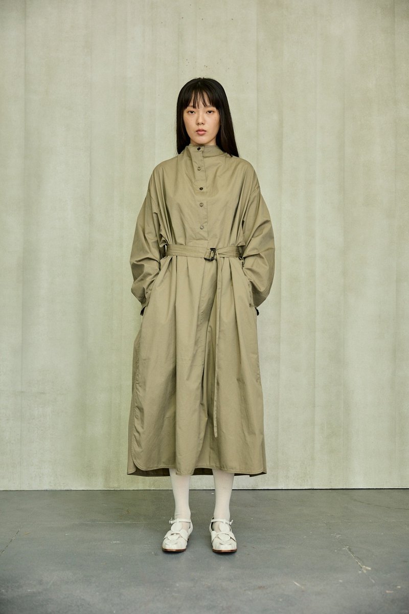 Stand collar belted trench coat - Other - Other Materials 