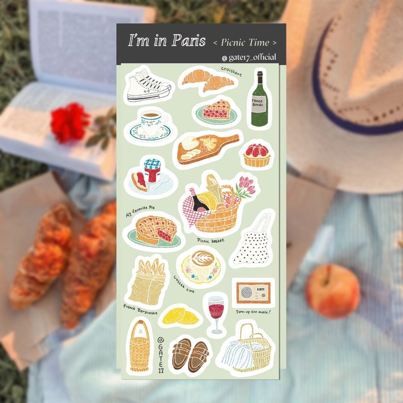 野餐時間 - 貼紙 - 紙 多色