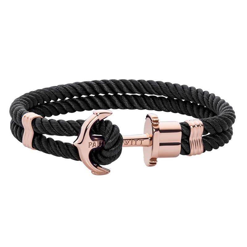 Paul Hewitt Anchor Bracelet PHREP Rosegold PH-PH-N-R-B - สร้อยข้อมือ - ไนลอน สีดำ