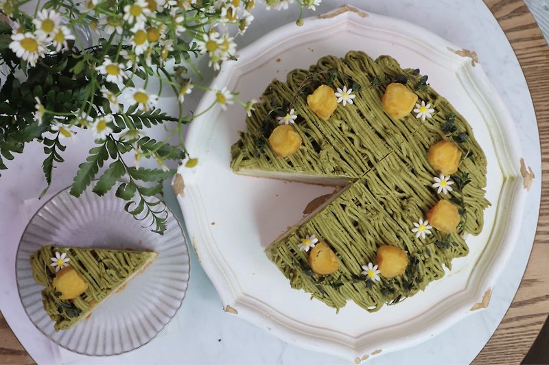 [Flower Party] Uji Kintoki Sweet Potato Mont Blanc Thousand Layers/6 inches - Cake & Desserts - Fresh Ingredients Green