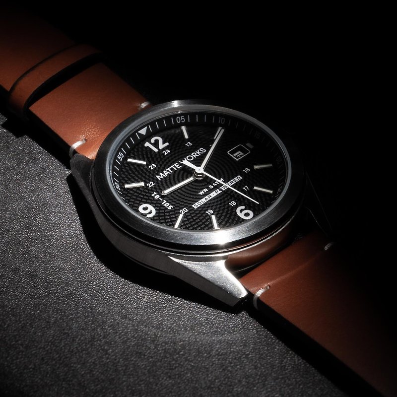 SOLUTION-01系列 | 40mm 光能驅動環保手錶 (黑) 皮帶款 - 男裝錶/中性錶 - 不鏽鋼 黑色