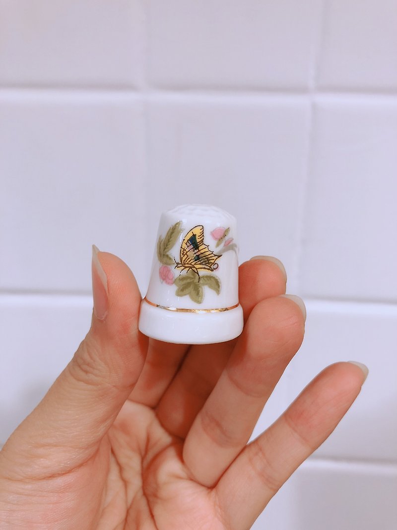 British Antique Porcelain Thimble Flower & Butterfly Series B - Items for Display - Porcelain 