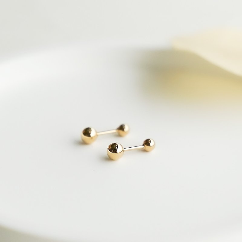 Simple small round beads anti-allergic medical steel gold-plated bead earrings can be worn in the bath - Earrings & Clip-ons - Stainless Steel Gold