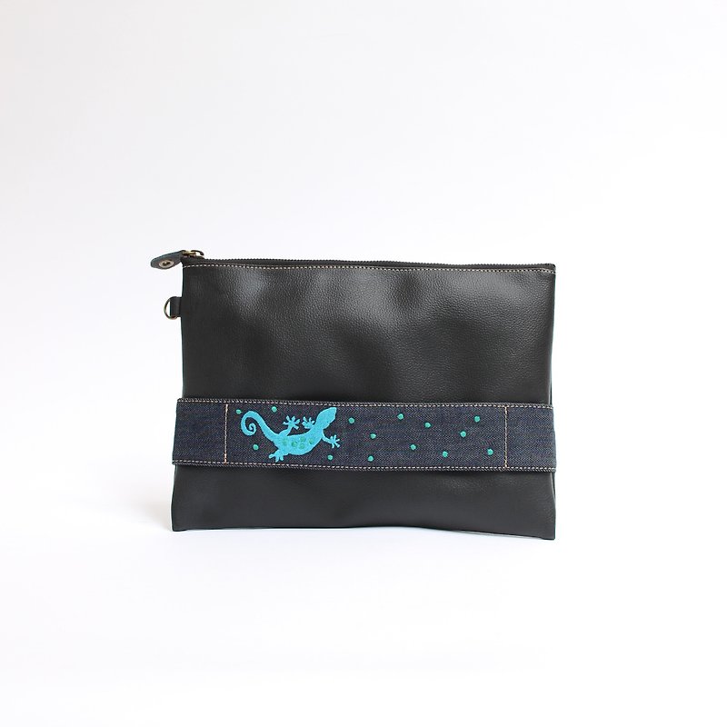 Gecko embroidery, handbag - Laptop Bags - Polyester Black