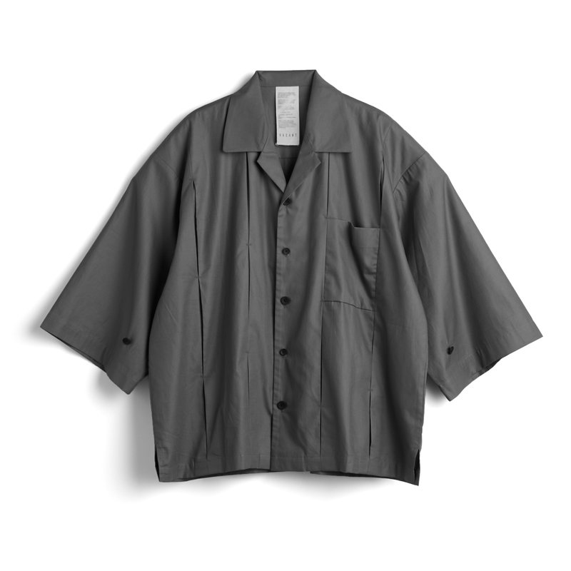Pleated Shirt - 男襯衫/休閒襯衫 - 棉．麻 灰色
