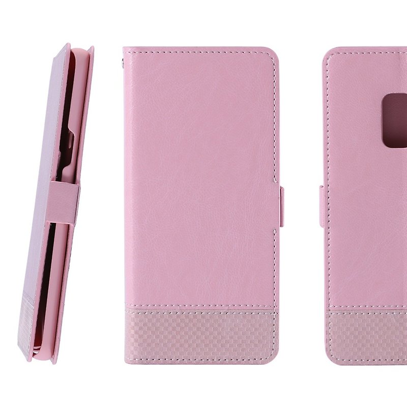 CASE SHOP Samsung Galaxy S9 Plaid Side Leather Case - Powder (4716779659399) - Phone Cases - Faux Leather Pink