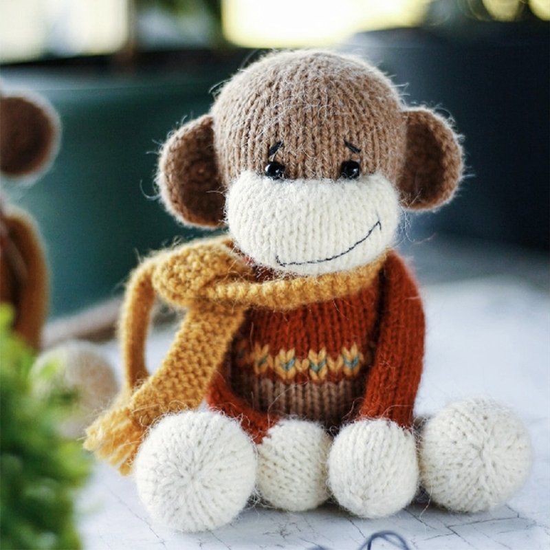 Cute knitted monkey  DIY. Pattern in PDF format. Amigurumi Animal Tutorial. - 手工藝教學/工具書 - 其他材質 