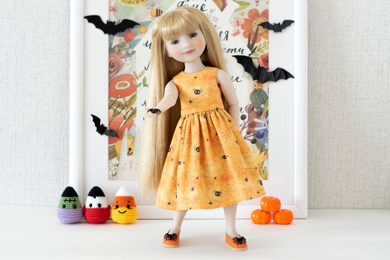 Halloween outfit spiders dress for doll Ruby Red Fashion Friends (14.5 inch) - Stuffed Dolls & Figurines - Cotton & Hemp Orange