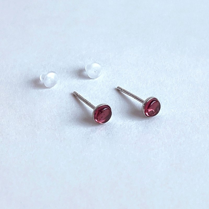 Gemstone natural ore Ziyawu 925 sterling silver ear needles - ต่างหู - เครื่องเพชรพลอย สีม่วง