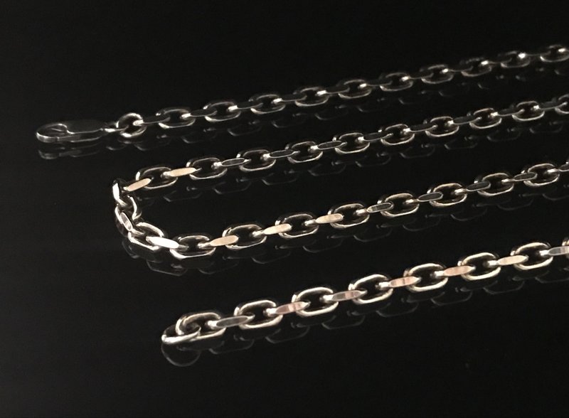 [Silver Series] Square Cut Silver Rough Edition Silver (L) 50-65cm 925 Sterling Silver - Necklaces - Sterling Silver Silver