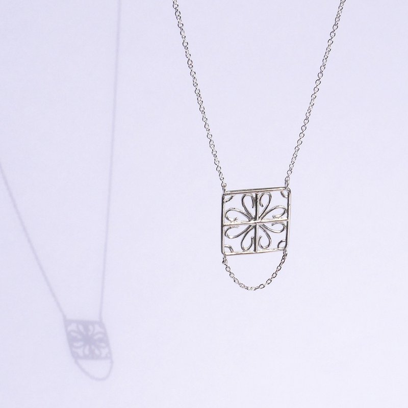 愛心噴發項鍊/長鍊/純銀/窗花系列 - 項鍊 - 純銀 銀色