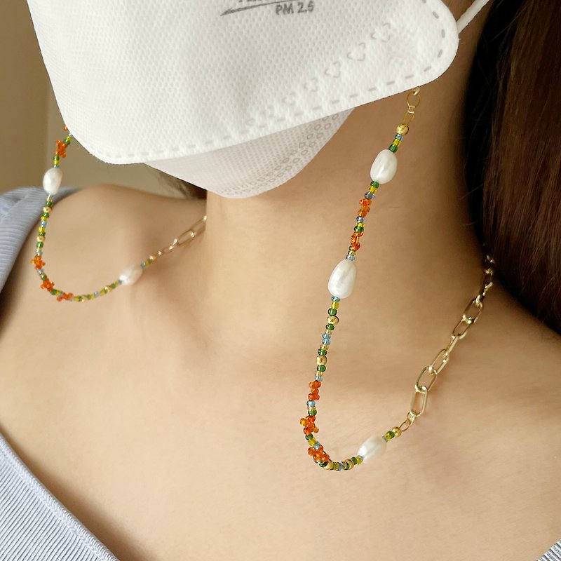 Multicolour mask and glasses chain - 口罩繩, 口罩鏈 - Lanyards & Straps - Pearl Multicolor