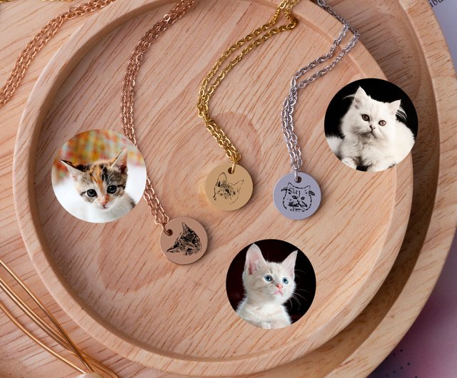 Cat engraved outlet necklace