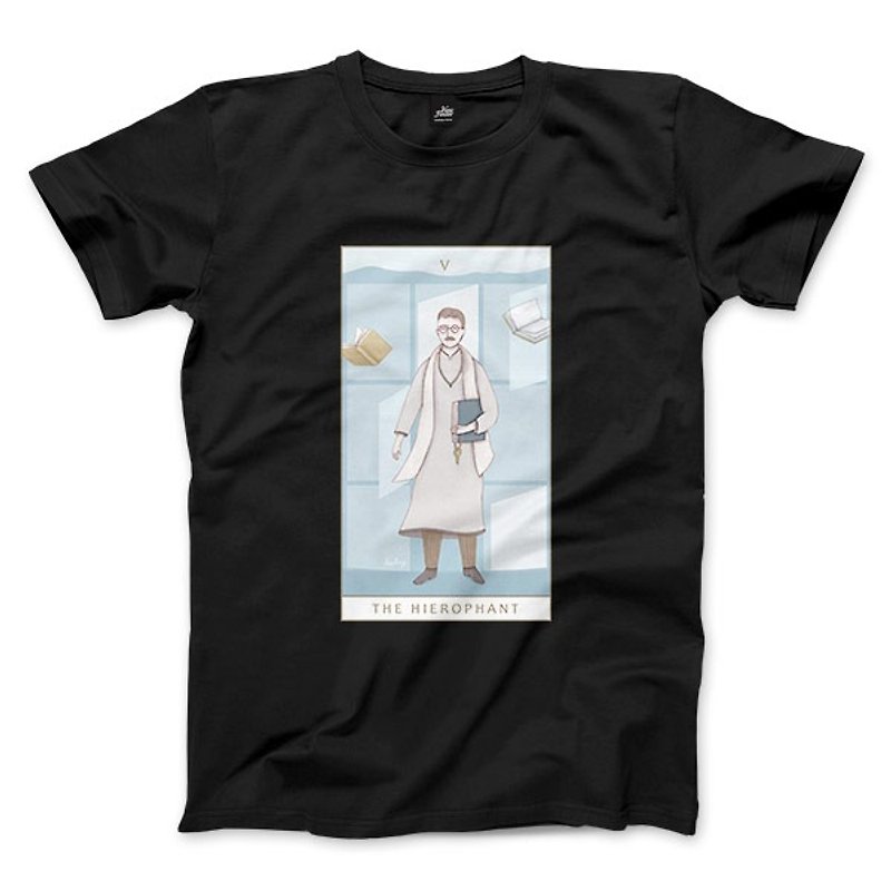 V |教皇-ブラック-ユニセックスTシャツ - Tシャツ メンズ - コットン・麻 