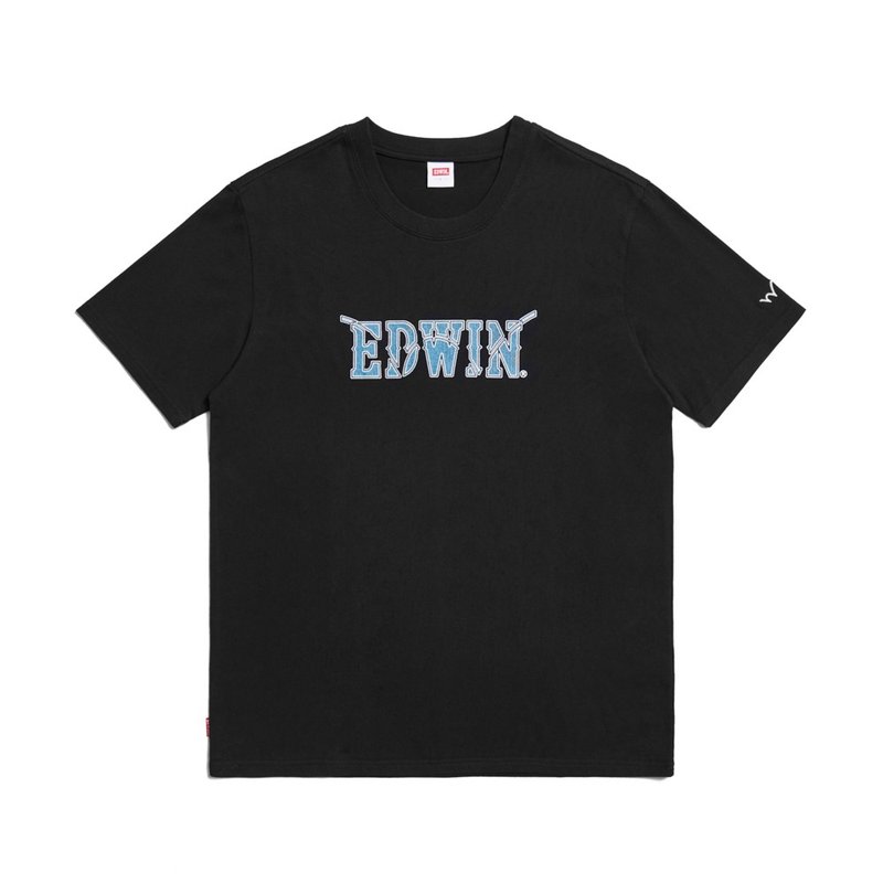 EDWIN plus size denim LOGO short-sleeved T-shirt-men (black) #Top - เสื้อยืดผู้ชาย - ผ้าฝ้าย/ผ้าลินิน สีดำ