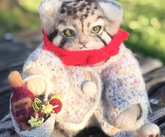 受注制作 羊毛フェルトのマヌルネコ - ショップ MoncheriMOMO-woolfelt