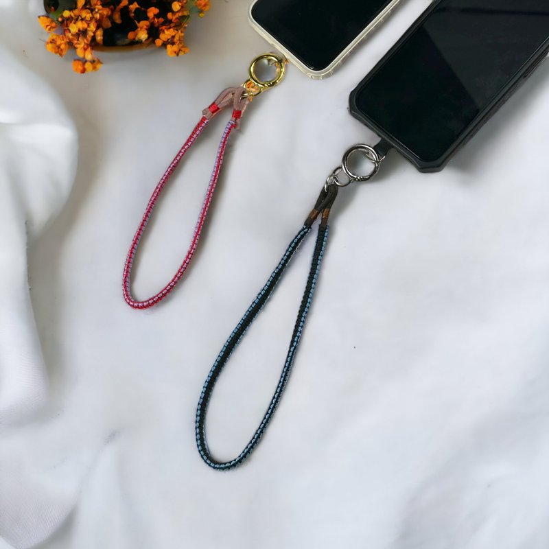 Braided mobile phone lanyard | mobile phone ornaments [free spacer] - เชือก/สายคล้อง - ไนลอน ขาว