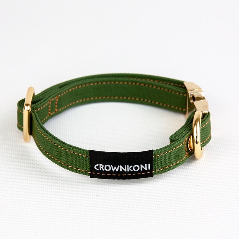 Small canvas collar - green - ปลอกคอ - ผ้าฝ้าย/ผ้าลินิน สีเขียว