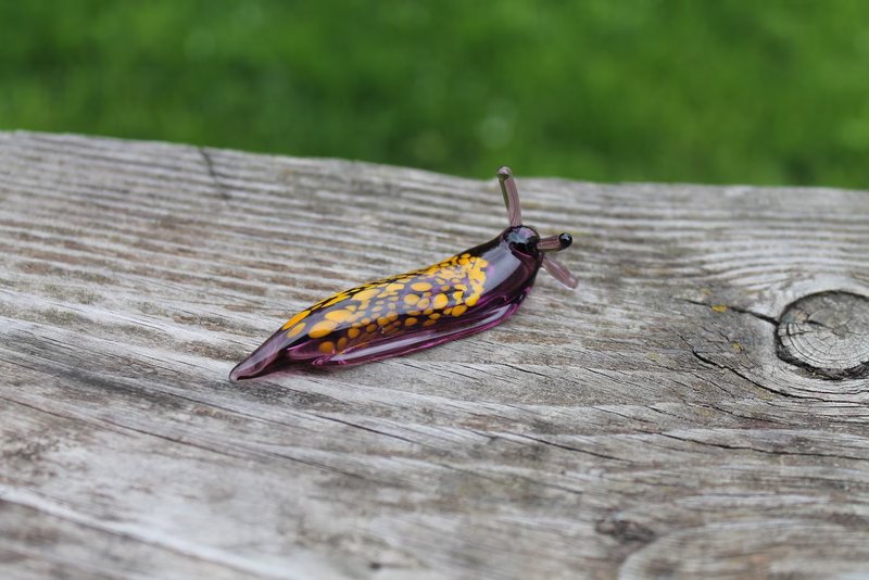 Captivating Mini Glass Slug Sculpture - Mesmerizing and Unique Decor - Pottery & Glasswork - Glass Purple