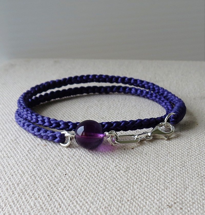 Exclusive store ***sterling silver*fashion lucky wish silk silk amethyst bracelet * eight strands double circle - Bracelets - Gemstone Purple
