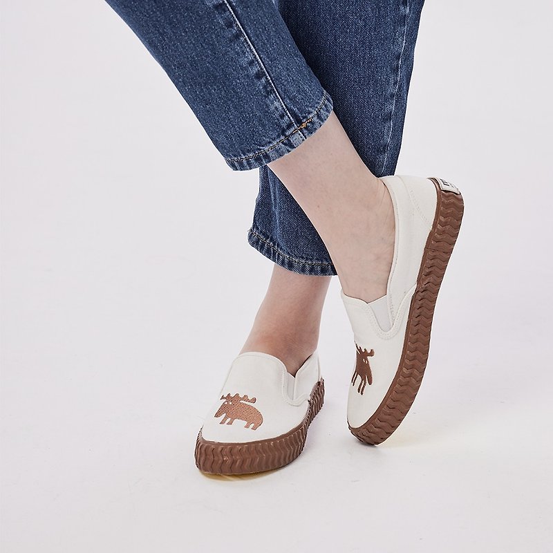 moz Swedish loafers loafers (classic white) - รองเท้าลำลองผู้หญิง - ผ้าฝ้าย/ผ้าลินิน ขาว