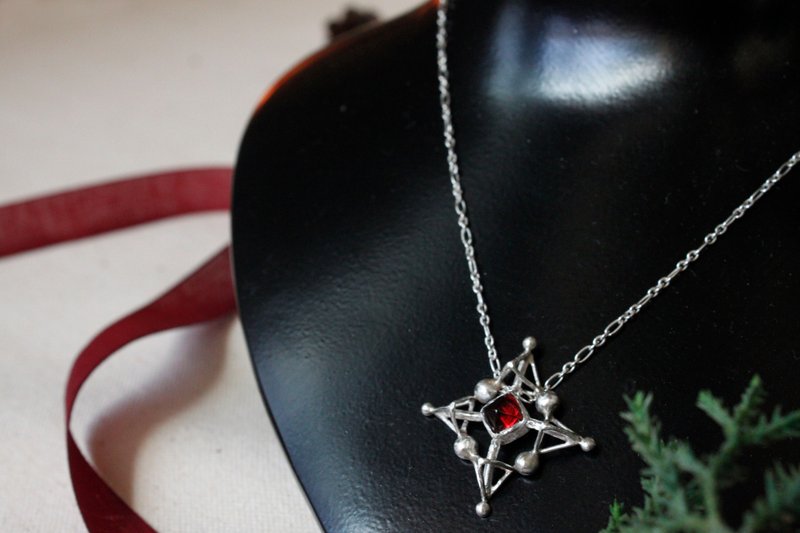 Red Makeup Event | Celebration Style // Snowflake Mandala Stone Sterling Silver Pendant // Stackable - Bracelets - Gemstone Silver