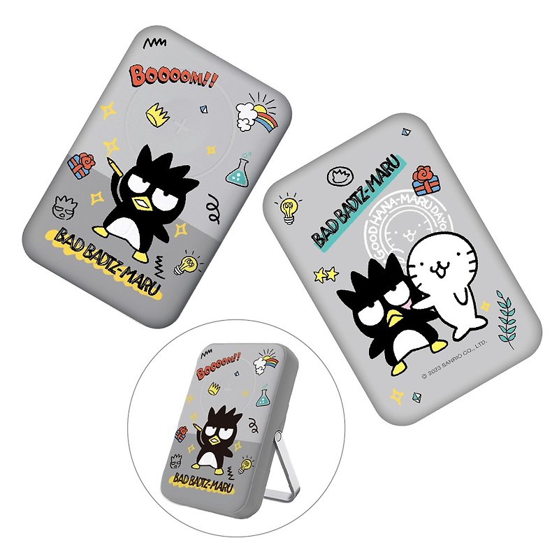 SANRIO-3 in 1 MagSafe 10000mAh Power Bank with Stand-BAD BADTZ-MARU - Chargers & Cables - Plastic Black