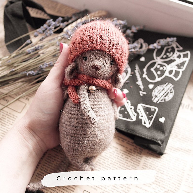 Crochet pattern Mouse (6 in). PDF. Digital product.