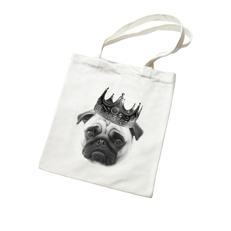 Notorious PUG Pug, Pug, Dog, Animal, Wenqing, Simple and Fresh, Canvas, Artistic, Environmental, Eco-friendly Shoulder Tote Shopping Bag-Beige - Messenger Bags & Sling Bags - Other Materials White