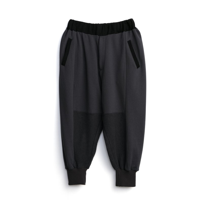 Patch Sweat Pants - 男長褲/休閒褲 - 棉．麻 灰色