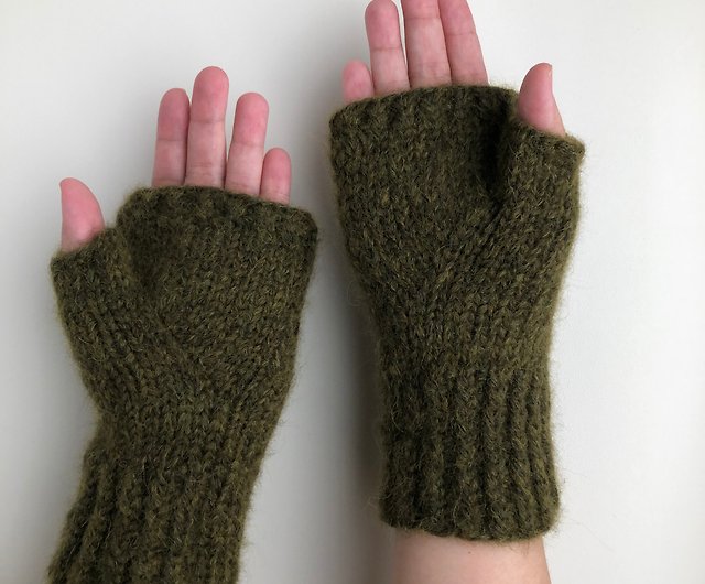 Superfine Baby Alpaca Knit Fingerless Gloves
