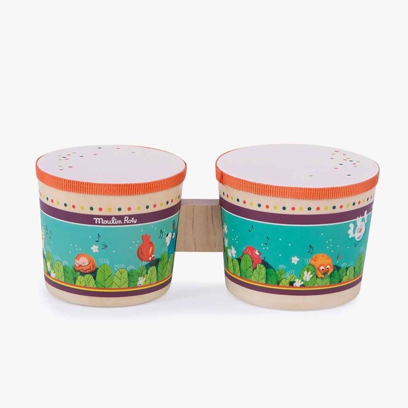 法國 Moulin Roty 叢林冒險兒童木製邦戈鼓 25.5x10cm - 寶寶/兒童玩具/玩偶 - 紙 多色