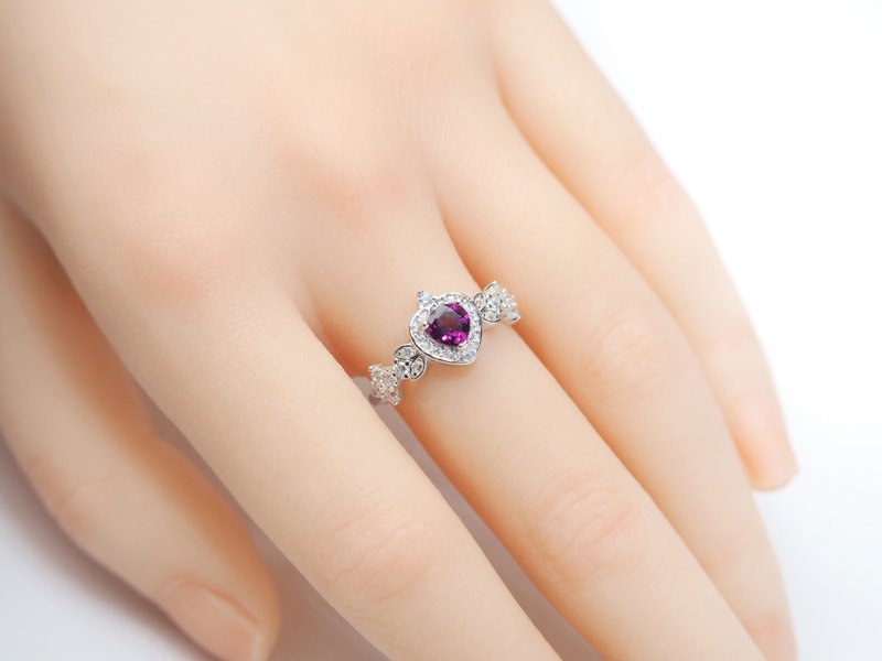 Wine Dance | Rose Stone/925 Sterling Silver | Natural Gemstone Ring - แหวนทั่วไป - เครื่องเพชรพลอย สีม่วง