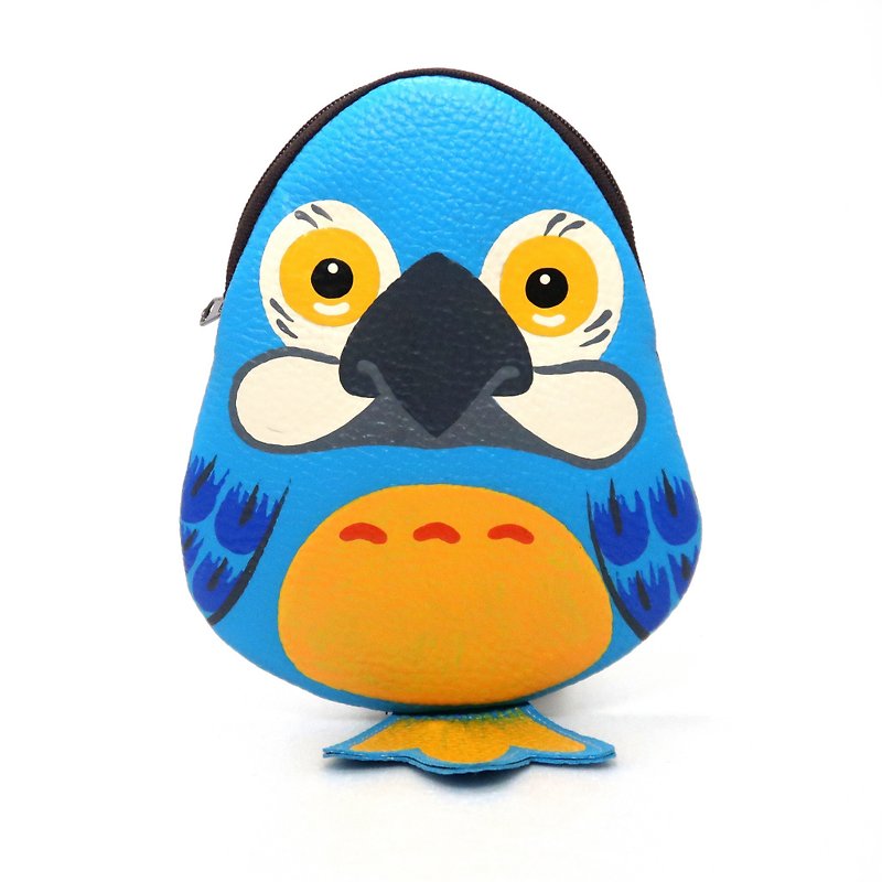 Faux Leather Coin Purses Blue - 【雙11折扣】Blue and Gold Macaw coin purse ,small wallet bag with zip.various card po