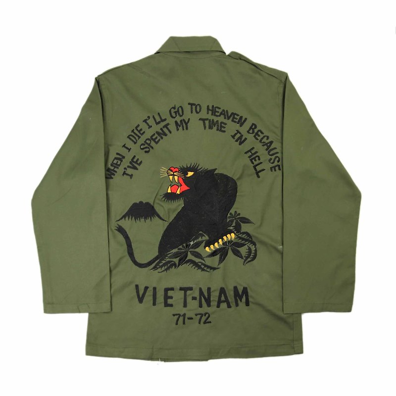 Tsubasa.Y Ancient House A09 vintage black tiger embroidered military shirt, shirt embroidered military uniform - เสื้อเชิ้ตผู้หญิง - วัสดุอื่นๆ 