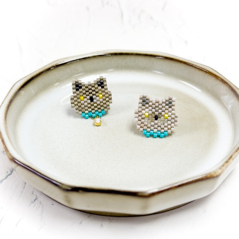 British Shorthair British Shorthair Miyuki earrings - Earrings & Clip-ons - Plastic Multicolor