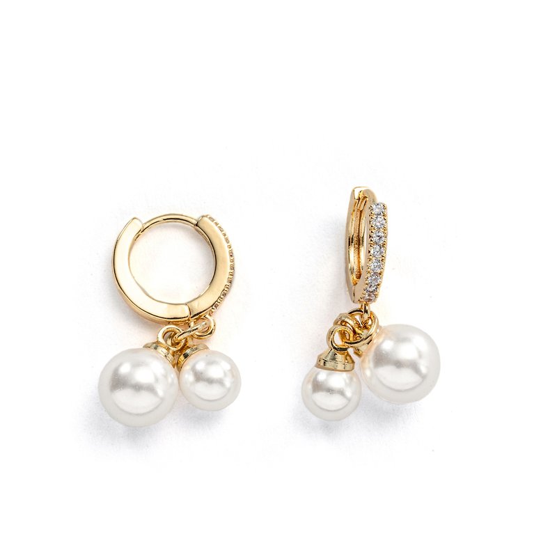 Jacklyn Elegant Double Pearl Drop Earrings