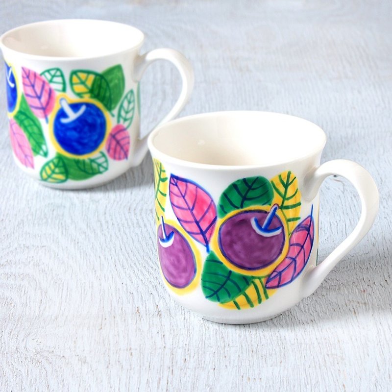 Purple Apple and Reef Mug Cup - Small Plates & Saucers - Porcelain Purple