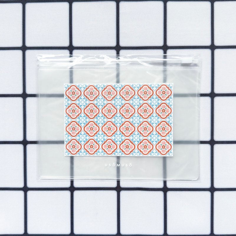 PVCクリアポーチ 桃×梅 - ポーチ - プラスチック ブルー