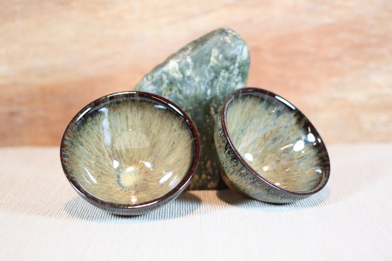 【送禮好物】森林 天目釉對杯 茶碗 名家葉敏祥作品 - 茶壺/茶杯/茶具 - 陶 