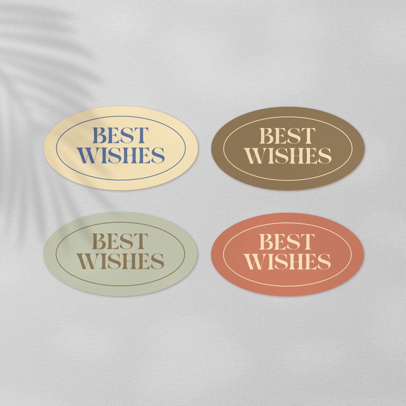 【萬用貼紙】 BEST WISH 萬用送禮_橢圓貼 - 貼紙 - 紙 多色
