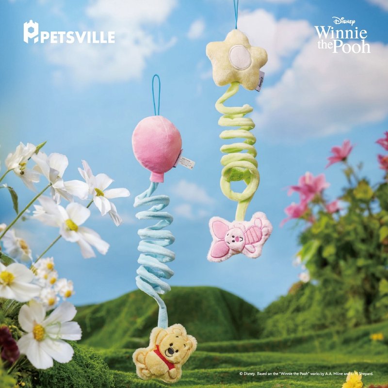 【預購優惠中】PETSVILLE&迪士尼_小熊維尼彈簧貓玩具 - 貓/狗玩具 - 聚酯纖維 黃色