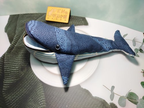 海の生き物ポーチシリーズ - 手作りマリンスタイル青色パターンクジラ