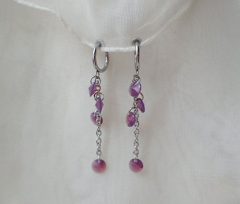 Dots, earrings with SWAROVSKI ELEMENTS - Earrings & Clip-ons - Glass Purple