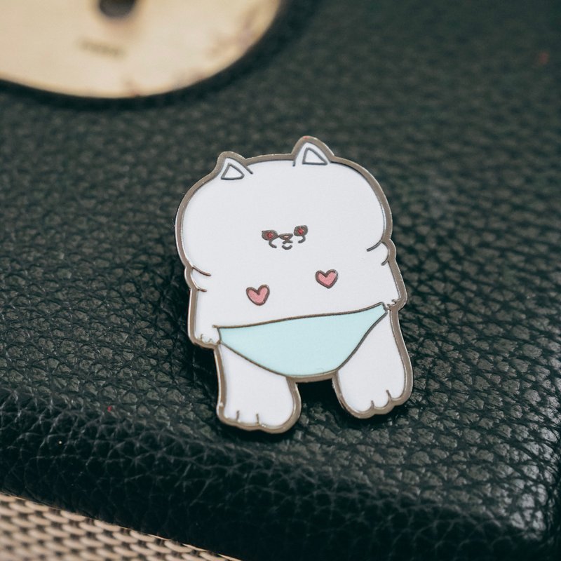 HanHan’s silly cat pin badge wearing underwear - เข็มกลัด/พิน - โลหะ 